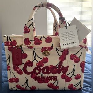 Coach Cargo 26 Canvas Cherry Print Tote Bag NWT